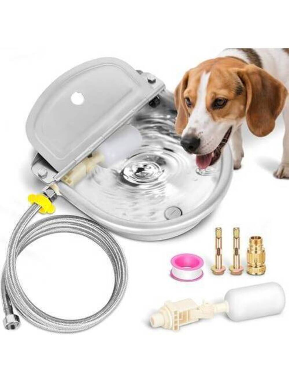 3L Automatic Animal Drinking Water Bowl with Float Valve & Extended Hose
